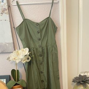 Olive green button up dress